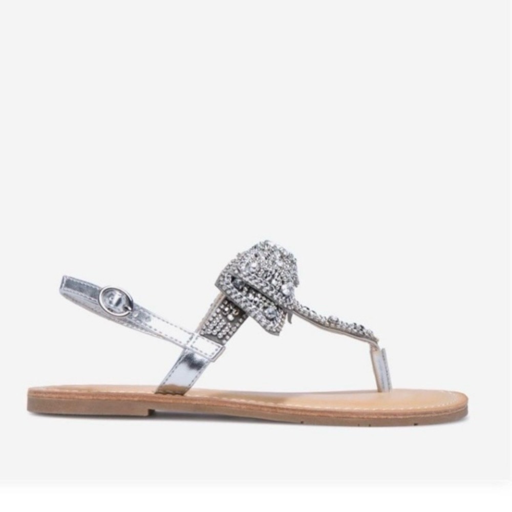 Sz 5.5 Terena Silver Flat Sandals NIB-9511 - Picture 4 of 7